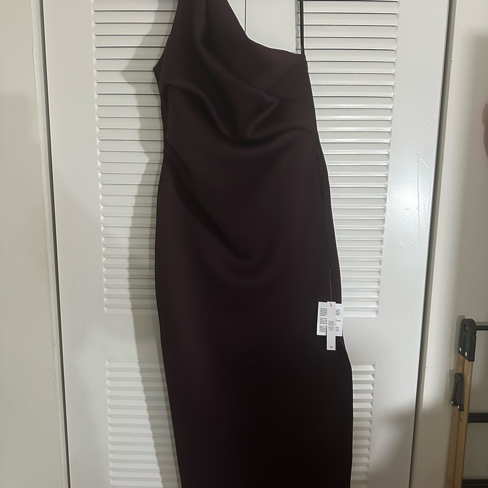 ASOS One-Shoulder Dress in Deep Burgundy
